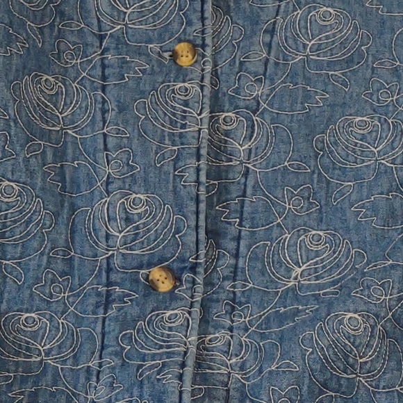 Denim&Co Car Length Lined Jacket/Coat with White Stitching Embroidery - Picture 3 of 7